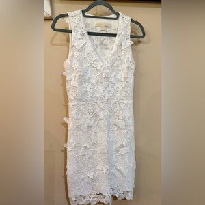 Michael Kors White butterfly appliqué Lace Dress